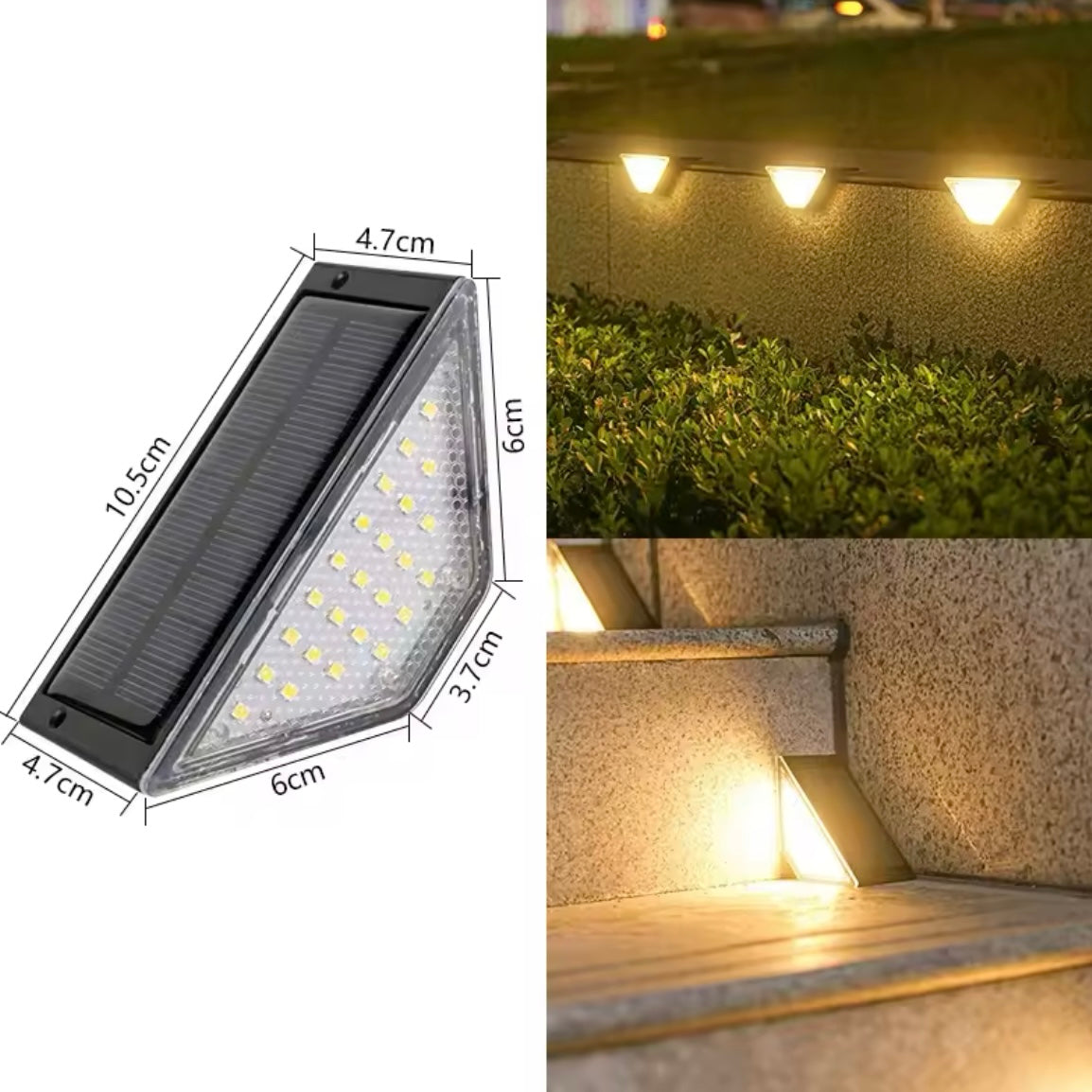 2 Led Triangle Solar Step Light Outdoor Waterproof IP67 Solar