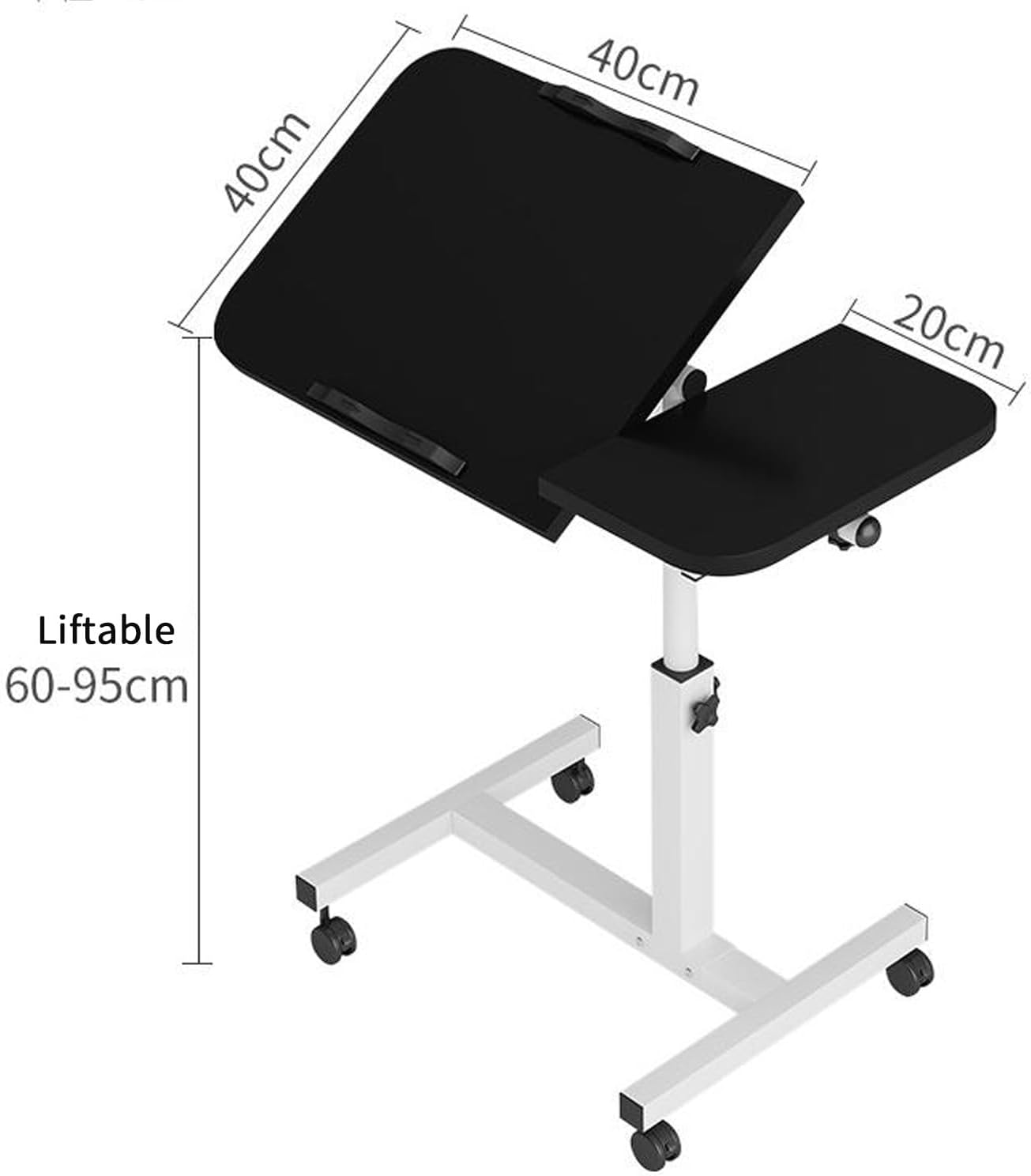 Height Adjustable Side Table with Wheels – Laptop Stand, Bed & Overbed Table for Living Room & Bedroom AS13