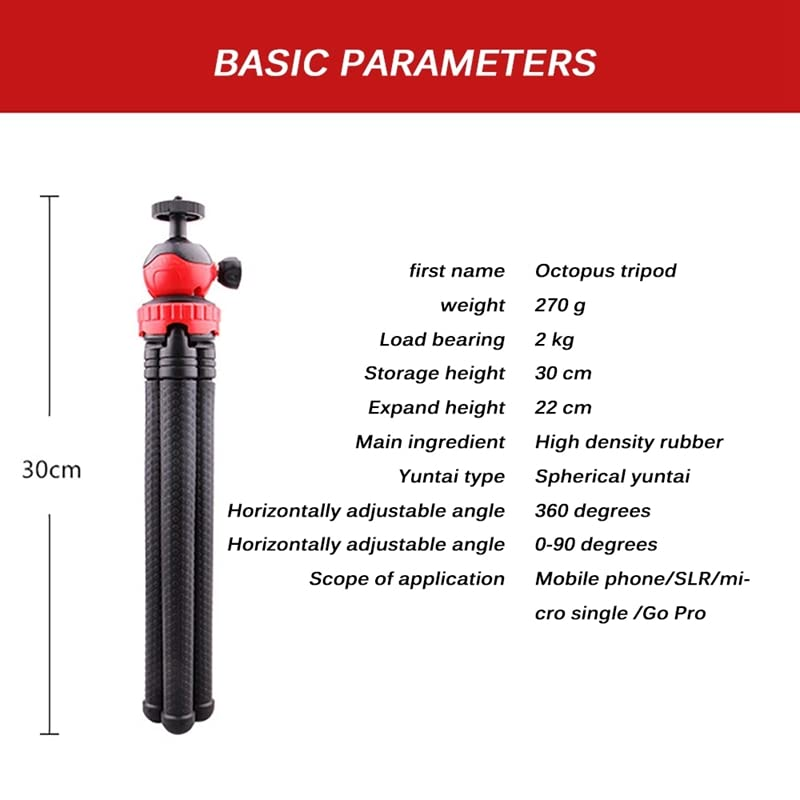 Flexible Octopus Tripod for Phone & Camera โ Mini Tripod Travel Stand with Phone Clip Mount