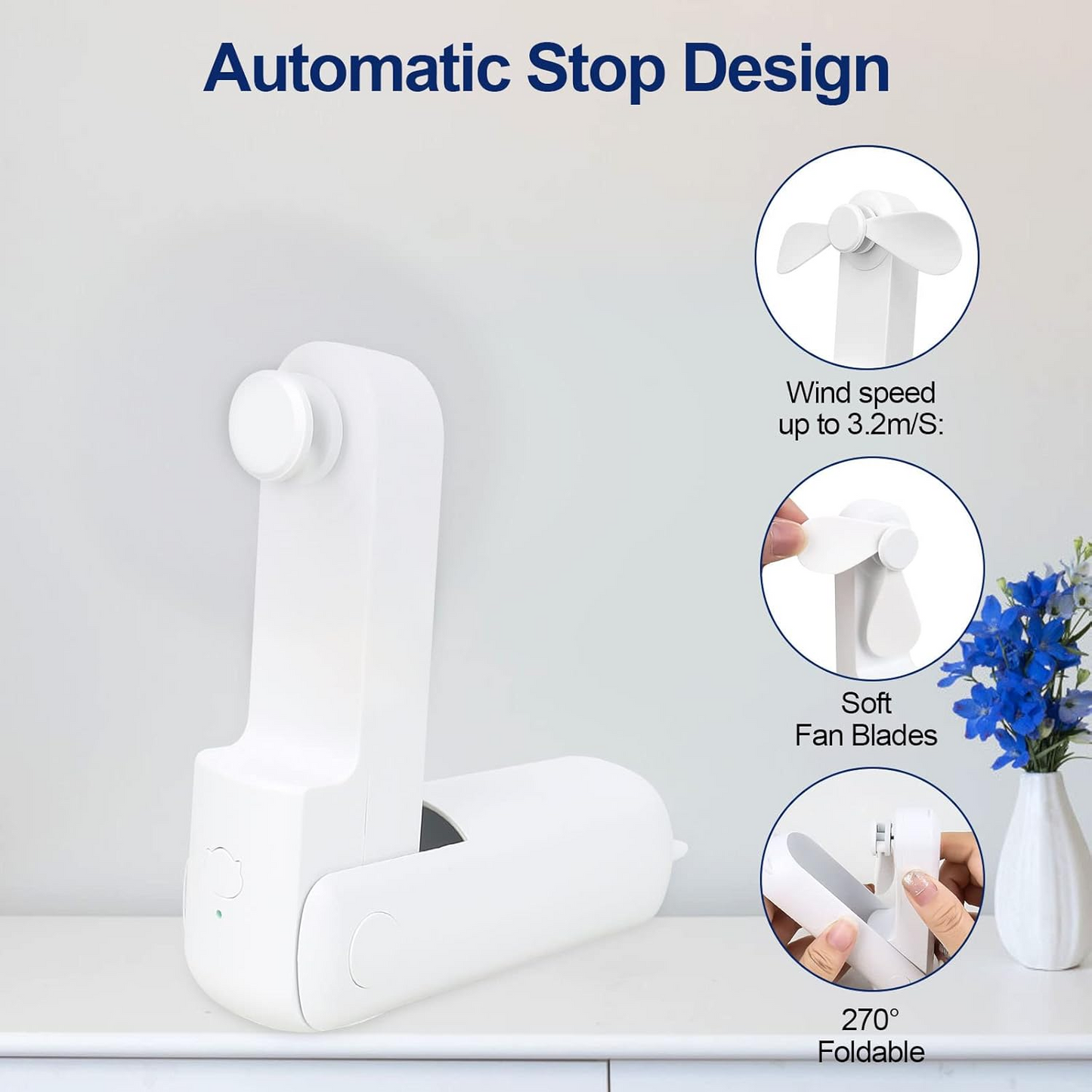 2 in 1 PowerBank Mini Handheld Fan – USB Rechargeable, Foldable & Portable Pocket Fan, Quiet Operation for Travel, Home & Outdoor