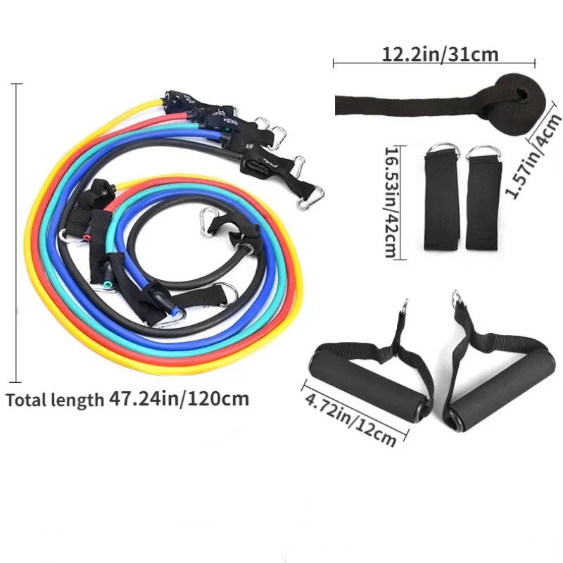 11Pcs Resistance Bands Set Elastic Tube