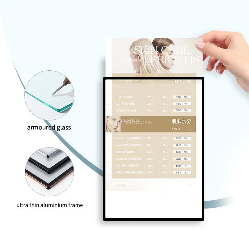 Advertising light box Acrylic Flashing Led Menu Restaurant Card Display Holder Stand screen