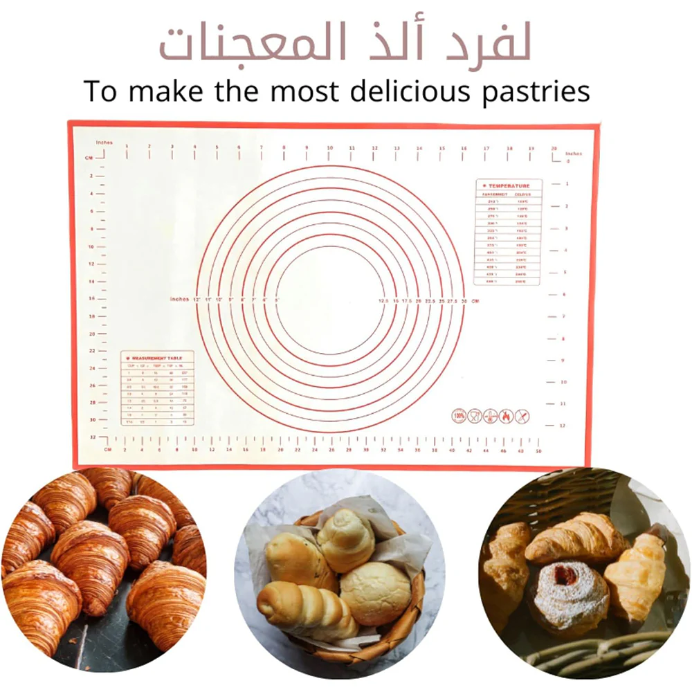 Non-Stick Non-Slip Silicone Dough Mat Perfect Dough Straightening Mat with Reusable Scales