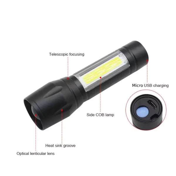 Portable Mini Torch Lamp Usb Led Flashlight Camping