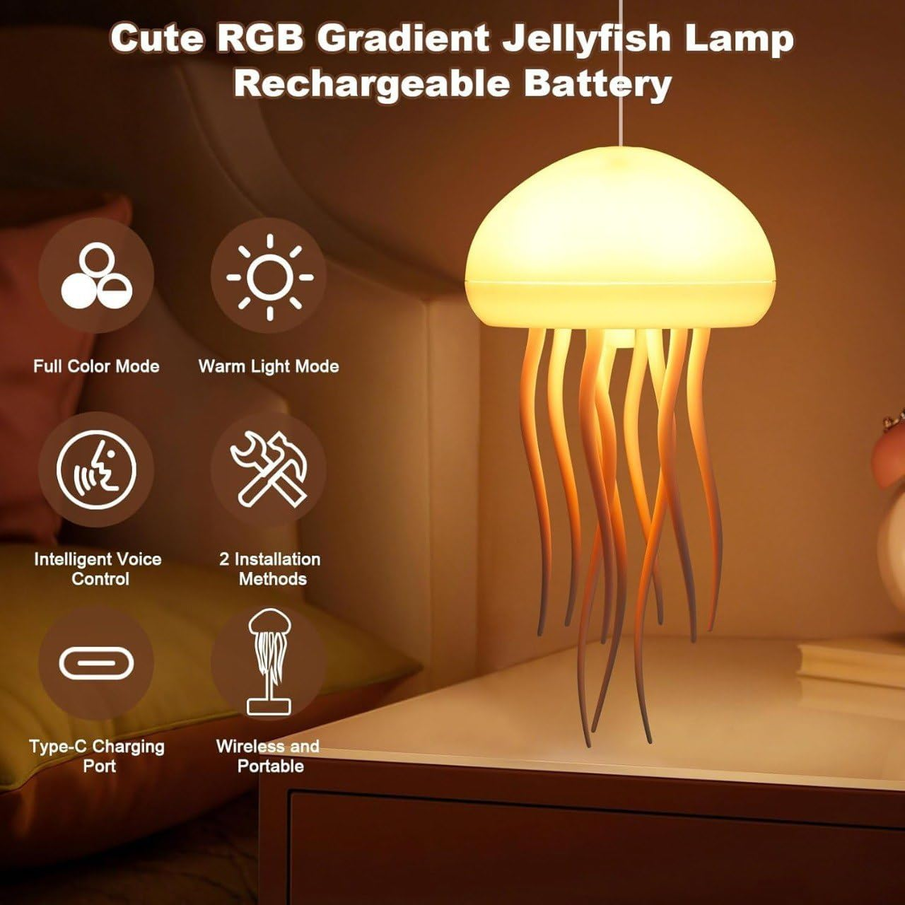 Rechargeable Jellyfish Mood Light Lamp
