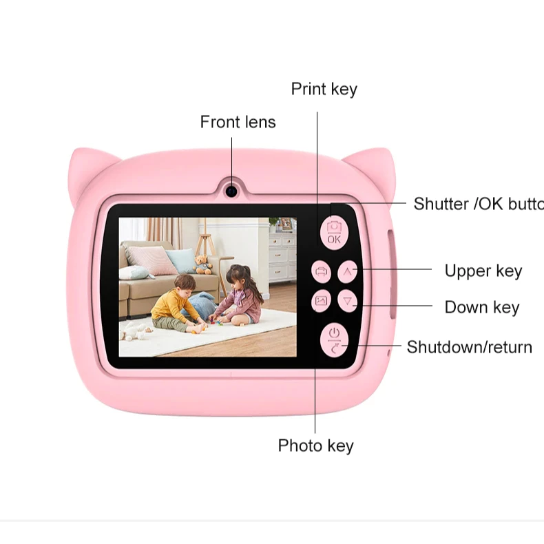 Kids Instant Printer Camera with 2.4" Screen, 1080P HD