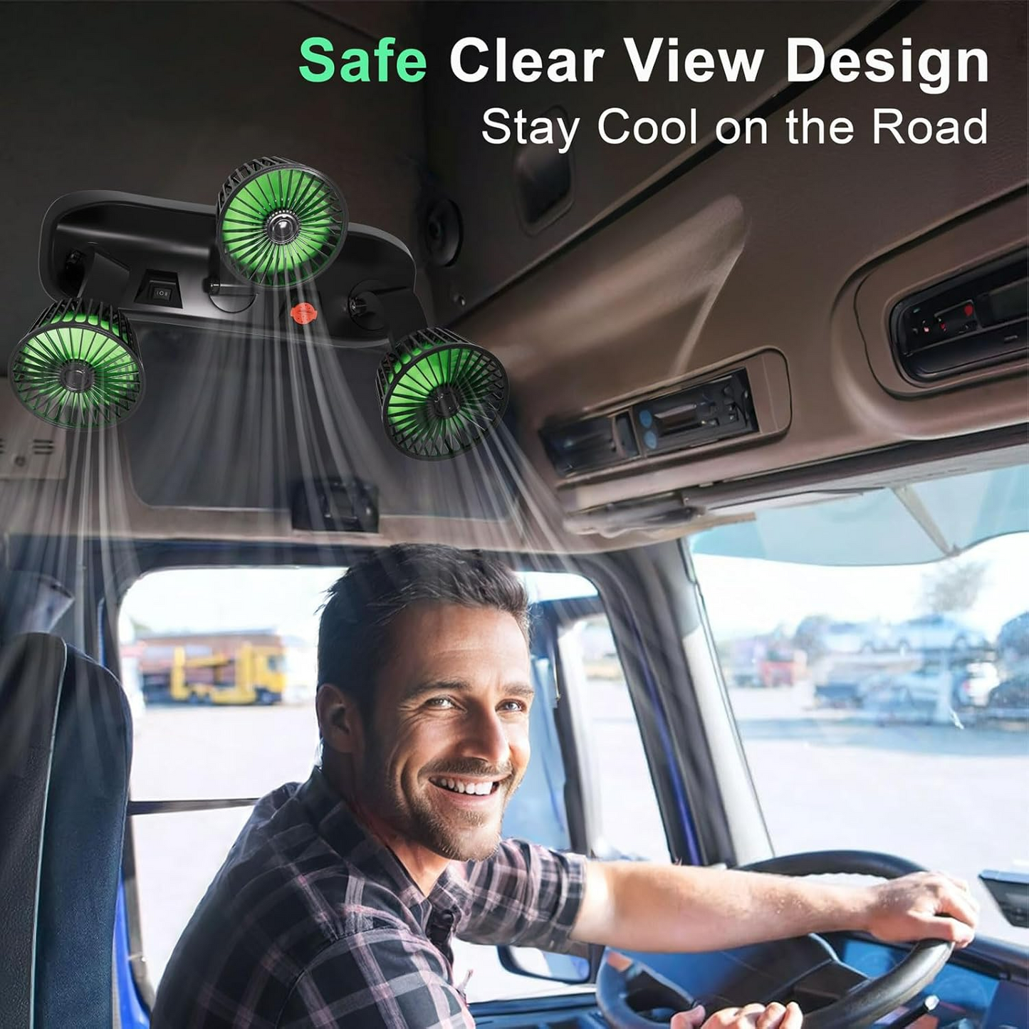 Car Fan Portable 3 Head Desk Cooling Fan with 2 Wind Speed, 360° Rotation
