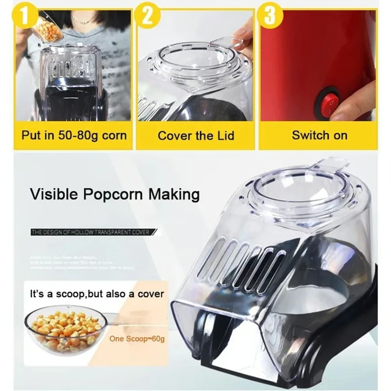 ORIGINAL Popcorn Maker Oil Free Popcorn Maker Hot Air Popping