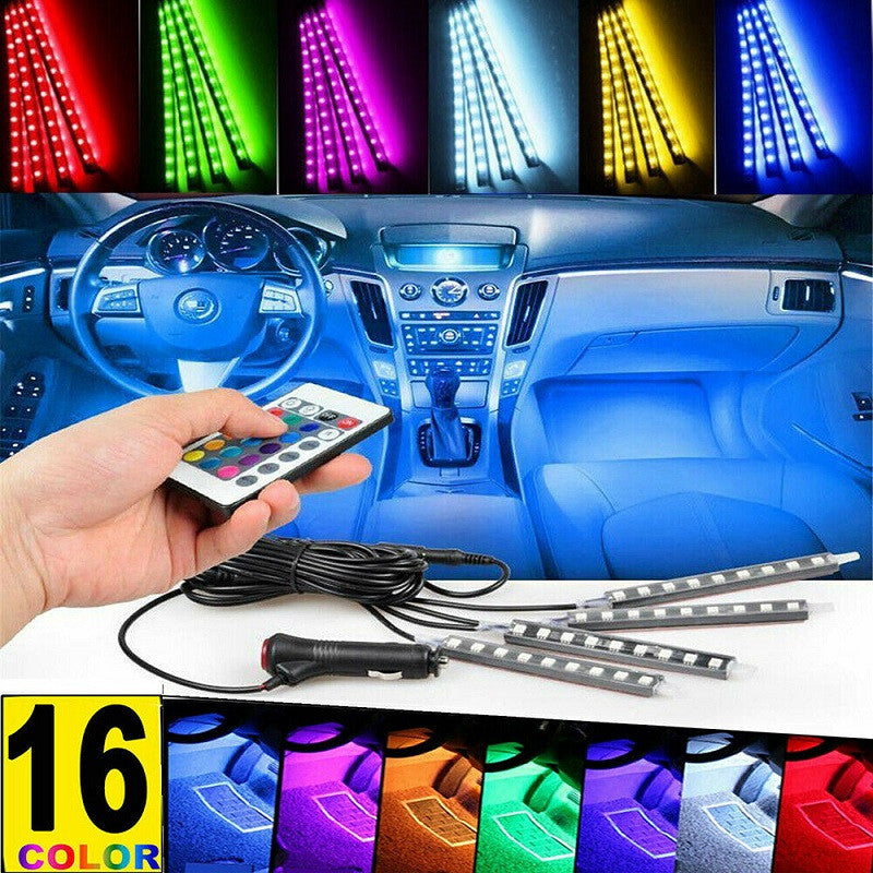Car Rgb 4 Pcs Waterproof Led Light Strip Remote Or Bluetooth Contro