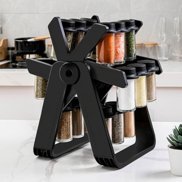 18 Jar Rotating Countertop Spice Racks Kitchen Shelf