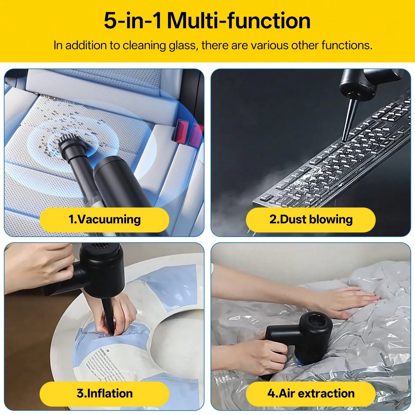 5 in 1 Cordless Window Vacuum Cleaner Set 2000mAh