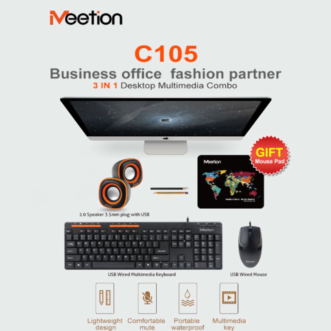MEETION C105 WIRED KEYBOARD + MOUSE + SPEAKER COMBO