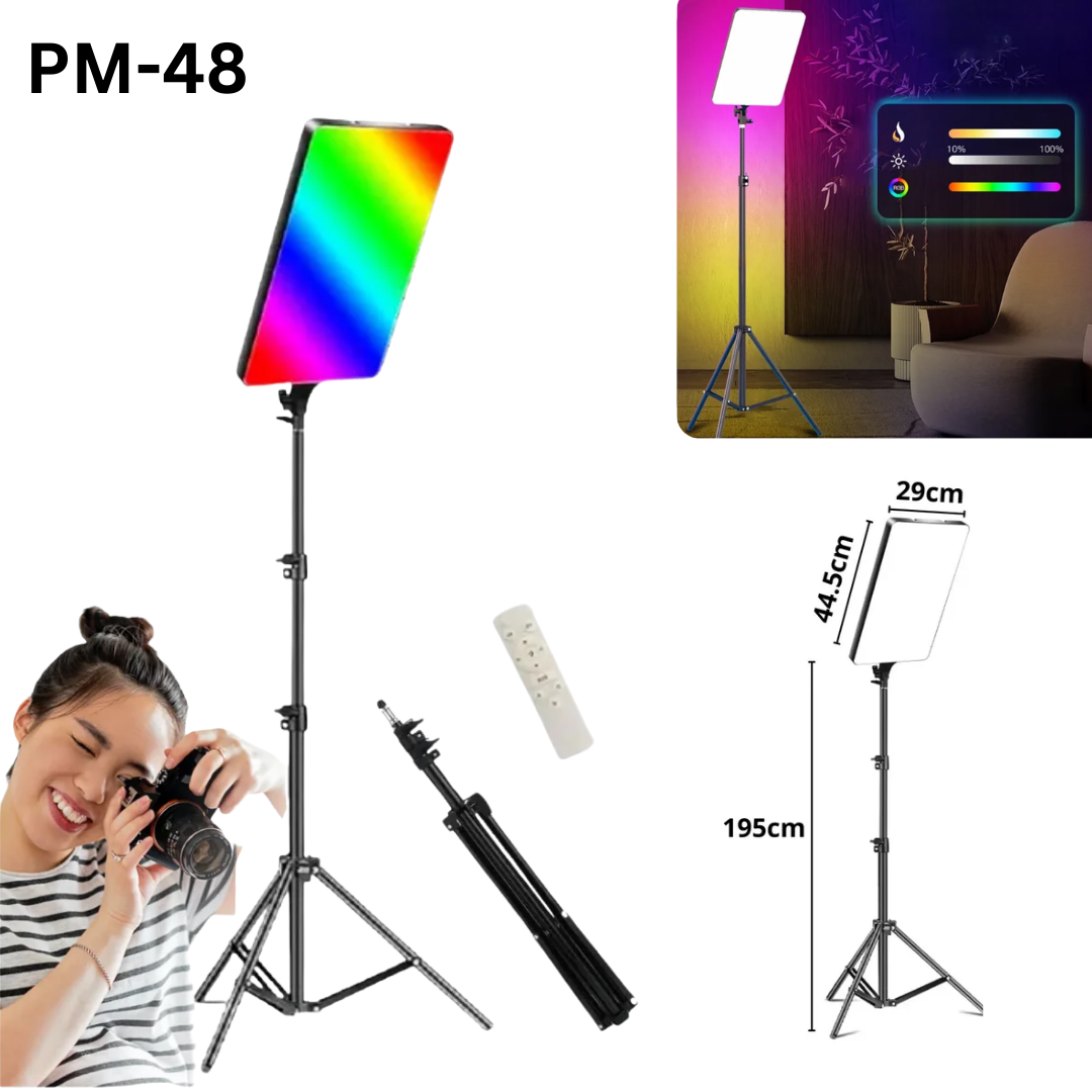 RGBW-LED PM-26 Professional Photography Fill Light – Adjustable LED Light with Remote Control for Video & Photo Ring Light