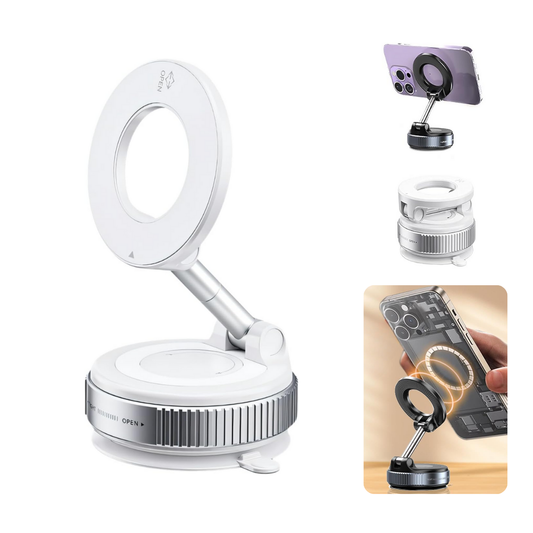 Magnetic Car Phone Mount – Upgraded Vacuum Suction Holder, 360° Adjustable Dashboard & Windshield Bracket