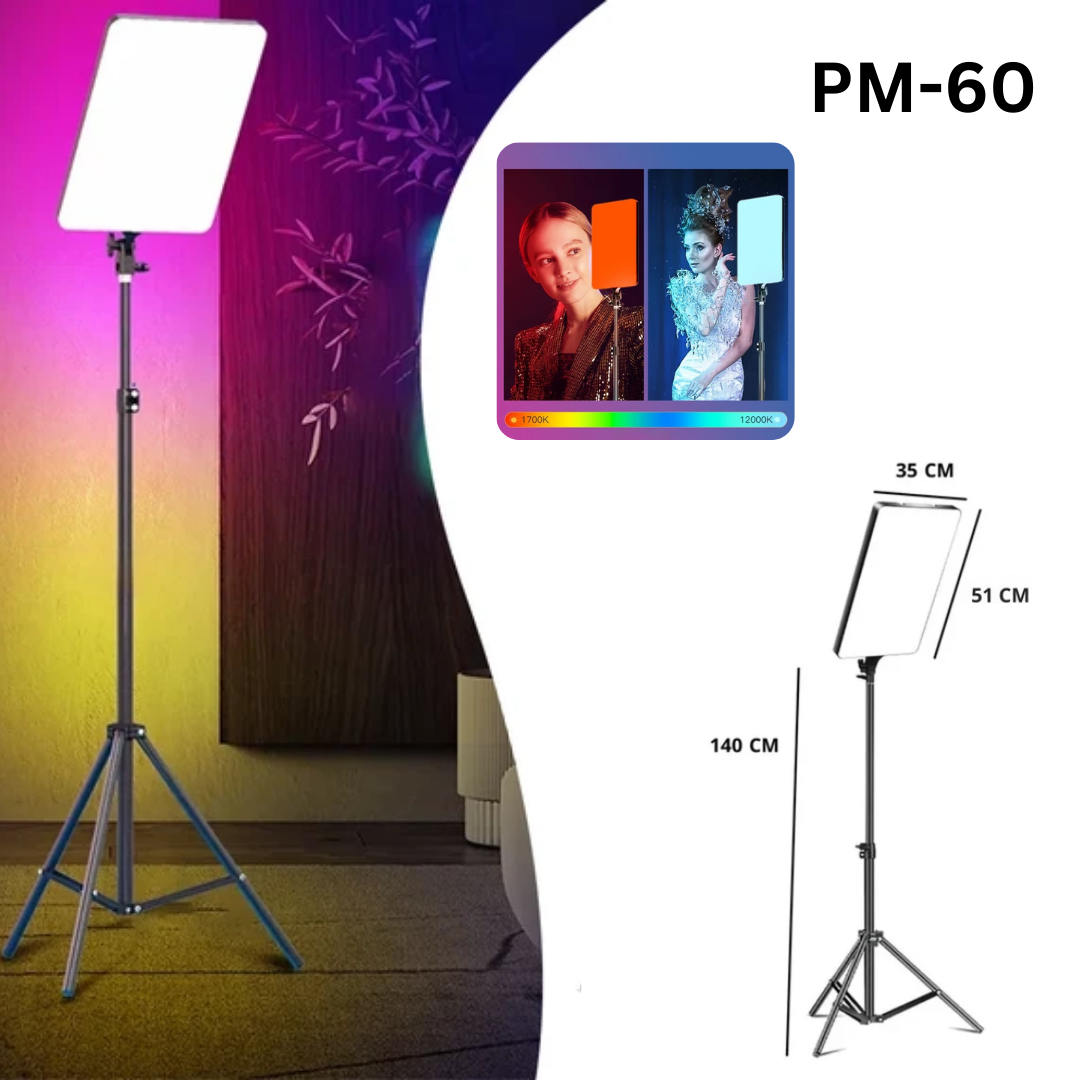 RGBW-LED PM-26 Professional Photography Fill Light – Adjustable LED Light with Remote Control for Video & Photo Ring Light