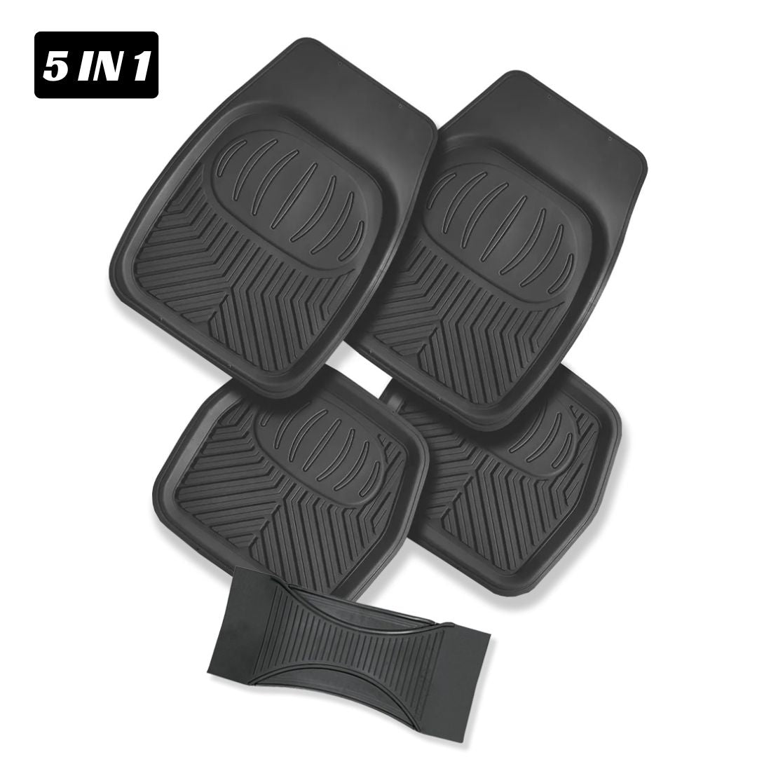 5-Piece Car Floor Mat Set, Anti-Slip Washable Mats for Vehicle Interior Protection (Black)