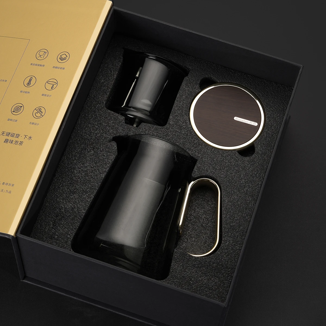 Luxury Large Glass Tea cup pot with One-Click Filter