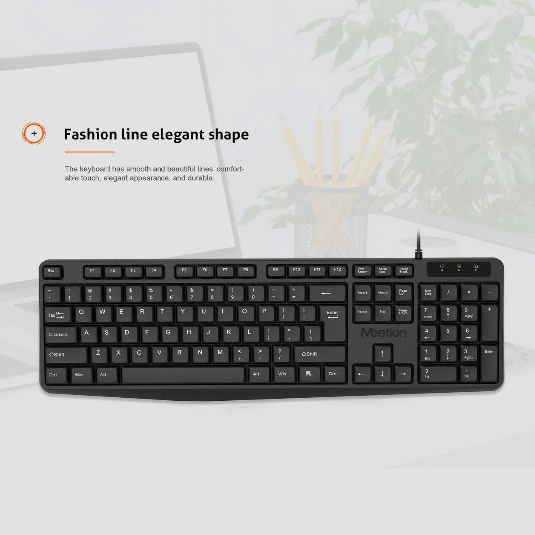 Meetion MT-K200 Economical Universal Waterproof 104 Keys USB Wired Office Keyboard