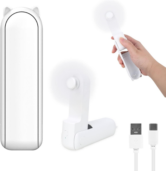 2 in 1 PowerBank Mini Handheld Fan – USB Rechargeable, Foldable & Portable Pocket Fan, Quiet Operation for Travel, Home & Outdoor