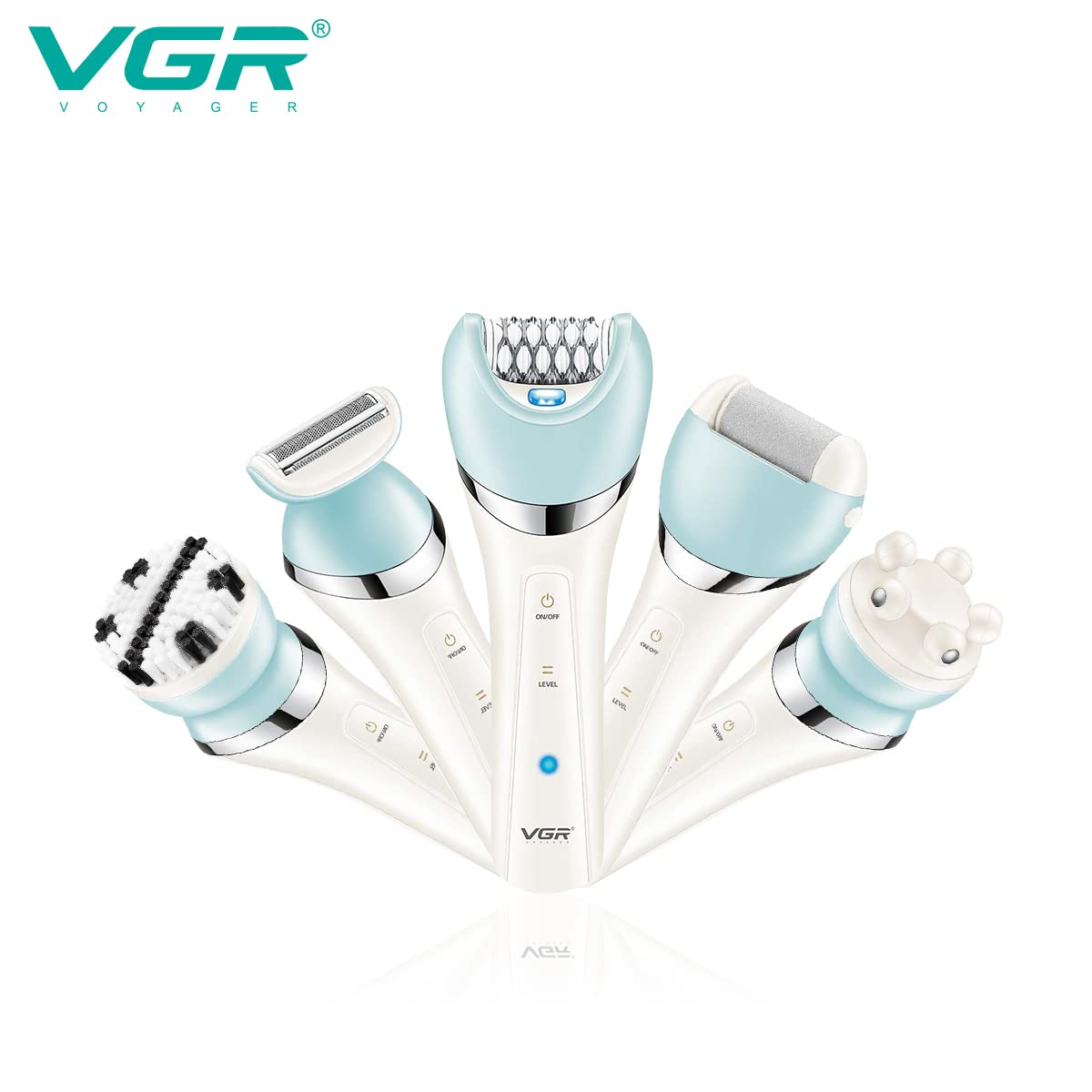 VGR V703 5-in-1 Women’s Grooming Kit – Shaver, Trimmer, Facial & Body Massager | Waterproof