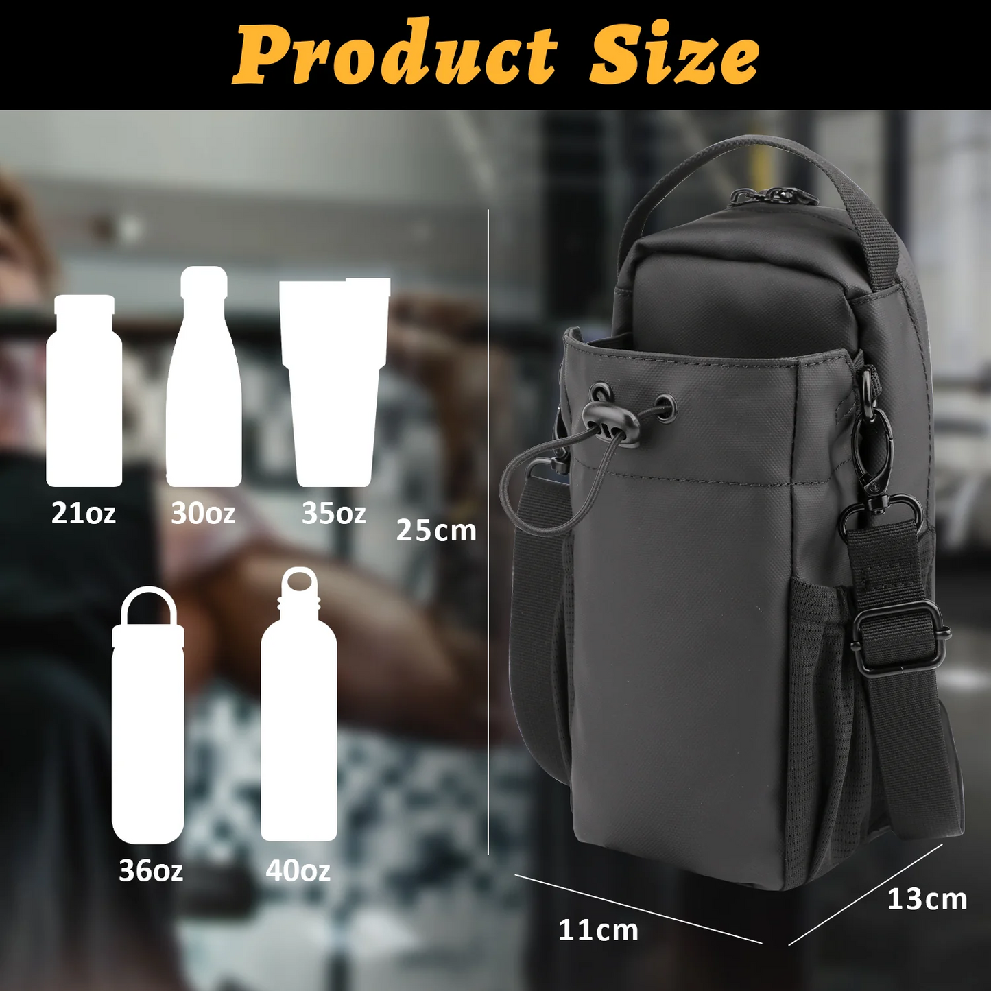 Magnetic Gym Bag With Water Bottle Holder