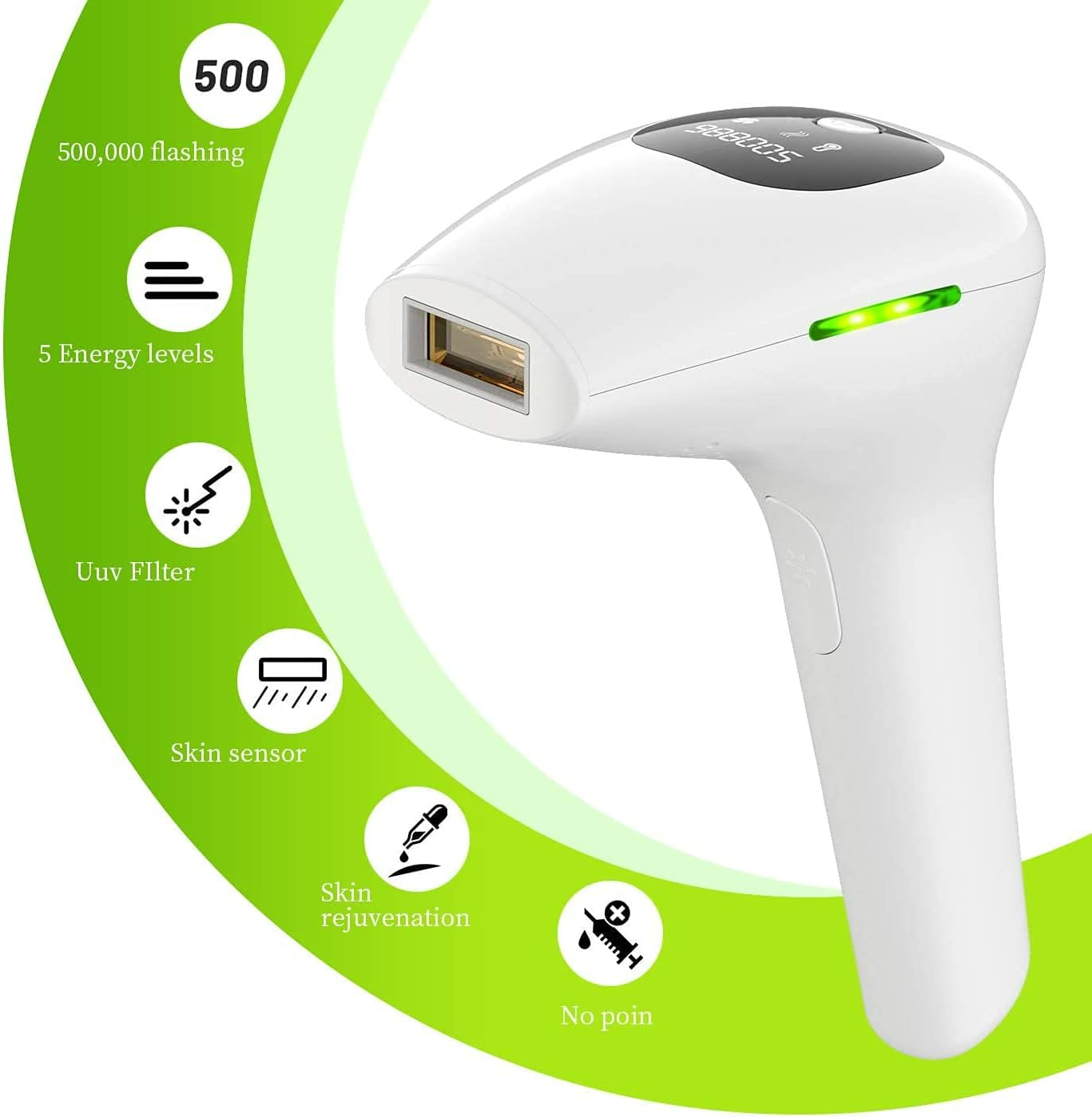 Safe and Effective IPL Permanent Laser Hair Removal Device for Face and Body for Men and Women