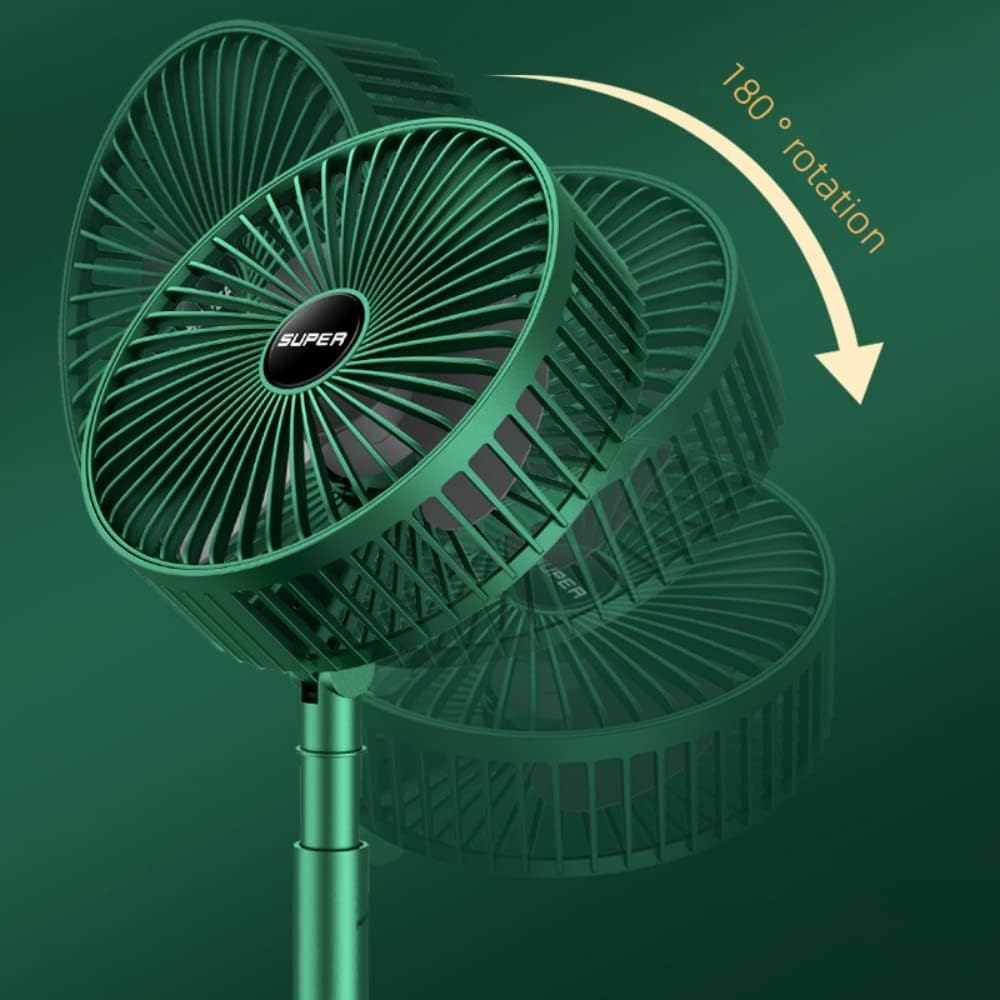 Foldable Desk Fan 3 Speeds, 180° Tilt Adjustable Rechargeable Fan with Low Noise & Long Battery Life