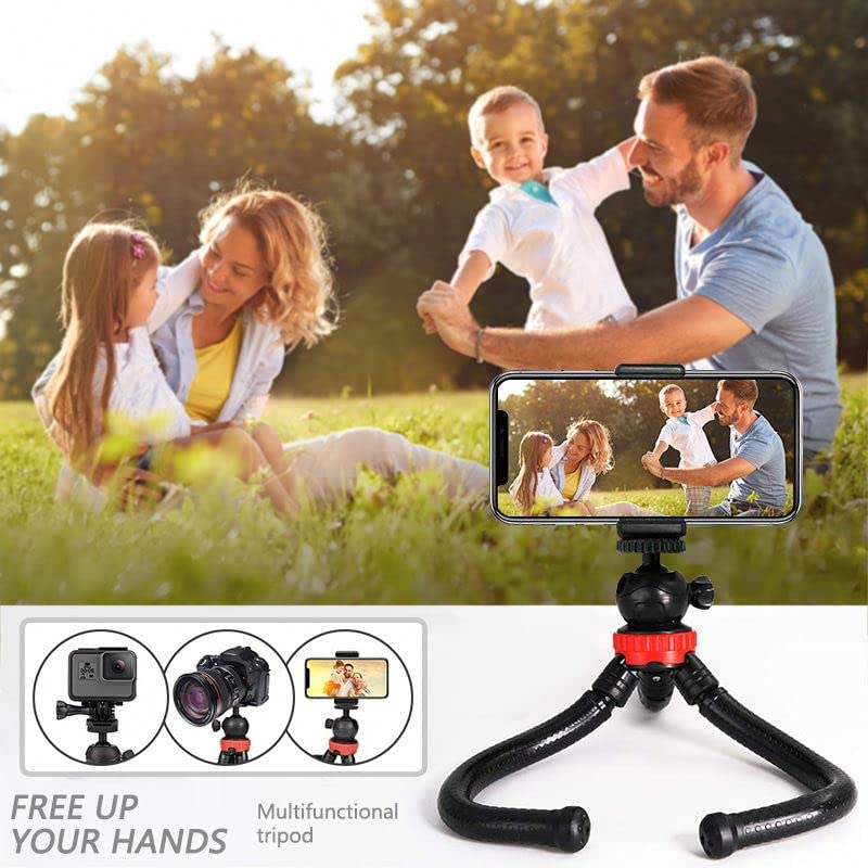 Flexible Octopus Tripod for Phone & Camera – Mini Tripod Travel Stand with Phone Clip Mount
