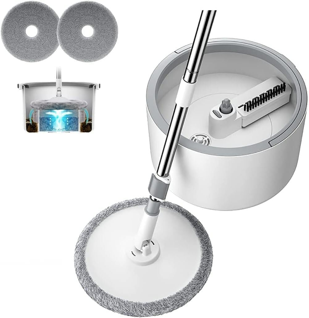 Microfiber Floor Mop and Bucket Set – 180° Rotating Mop Head with Round Bucket & Adjustable Handle