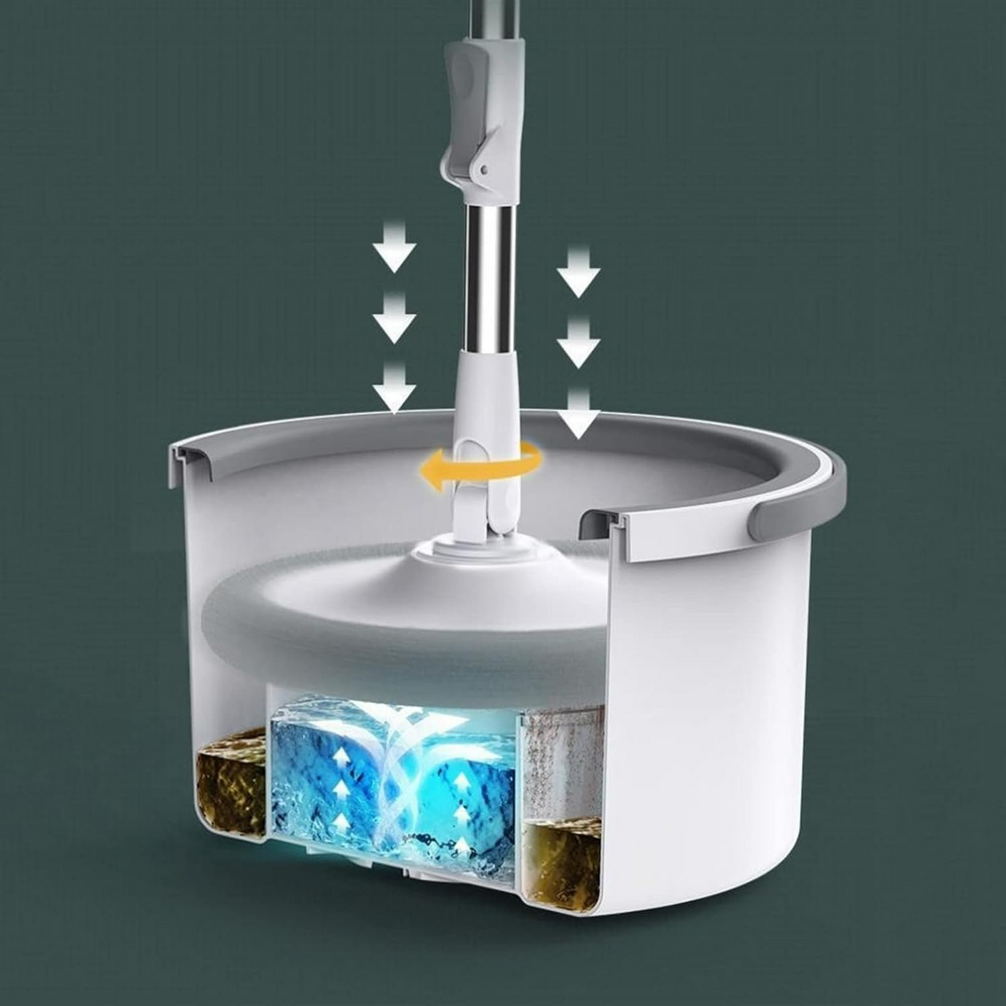 Microfiber Floor Mop and Bucket Set – 180° Rotating Mop Head with Round Bucket & Adjustable Handle