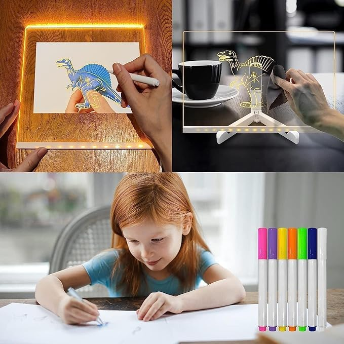 3D Acrylic Writing pad with Pen Message Board rewritable Table lamp