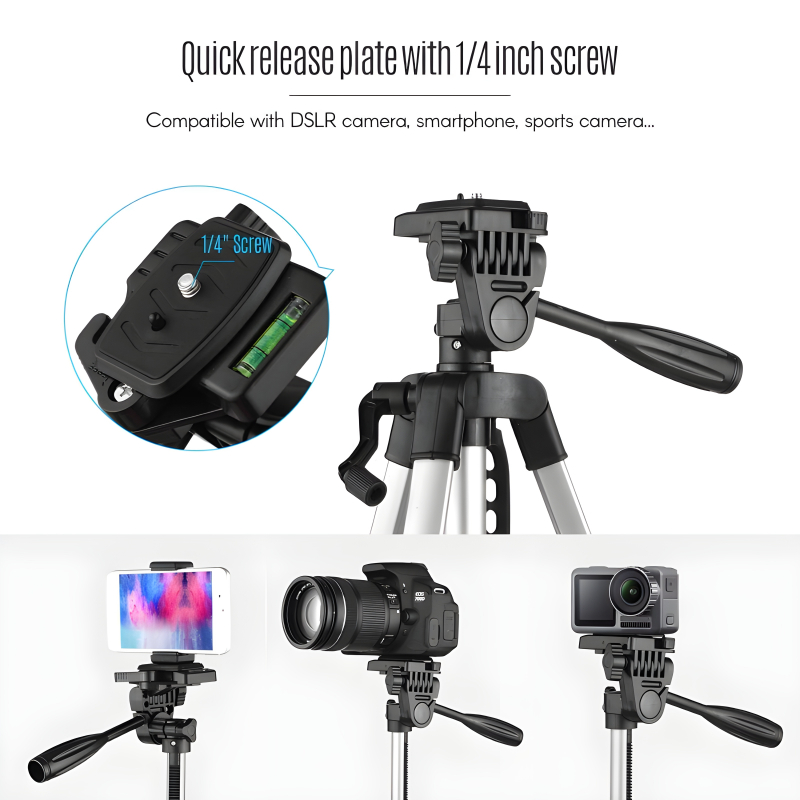 3366 Multi-Functional Professional Lightweight Portable Tripod Stand For Mobile Phones And Cameras