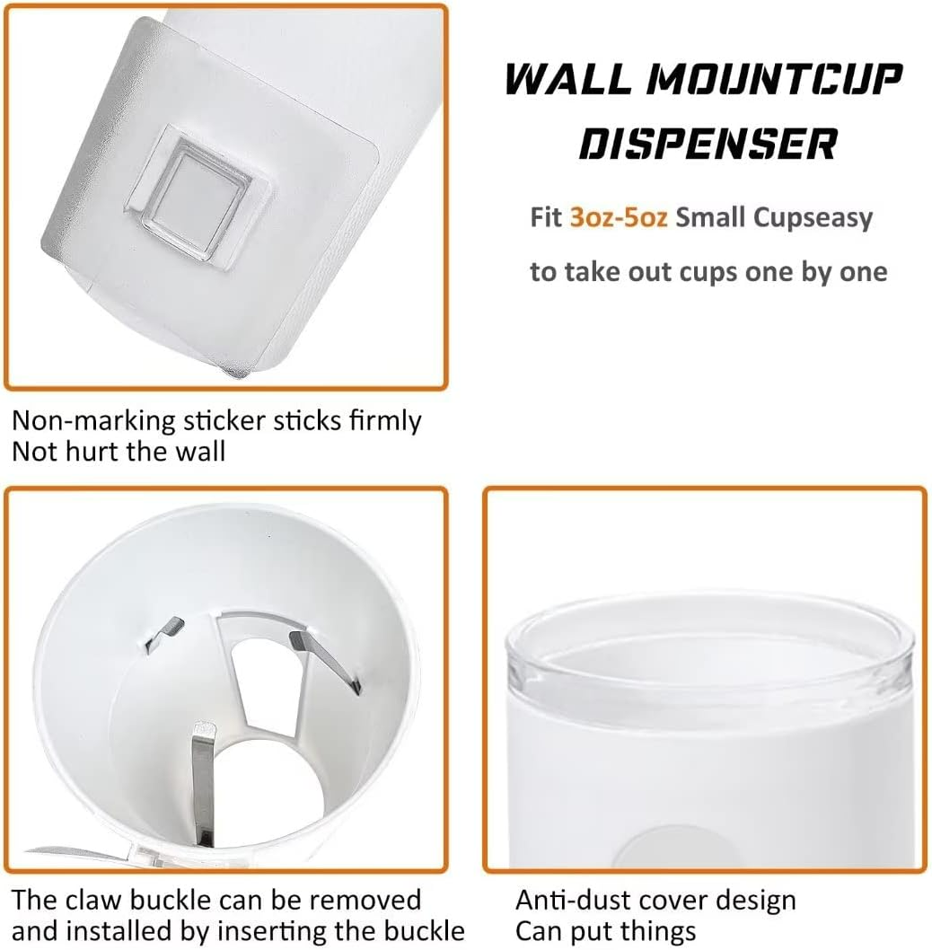 Cup Dispenser, Wall Mount Bathroom Cup Holder