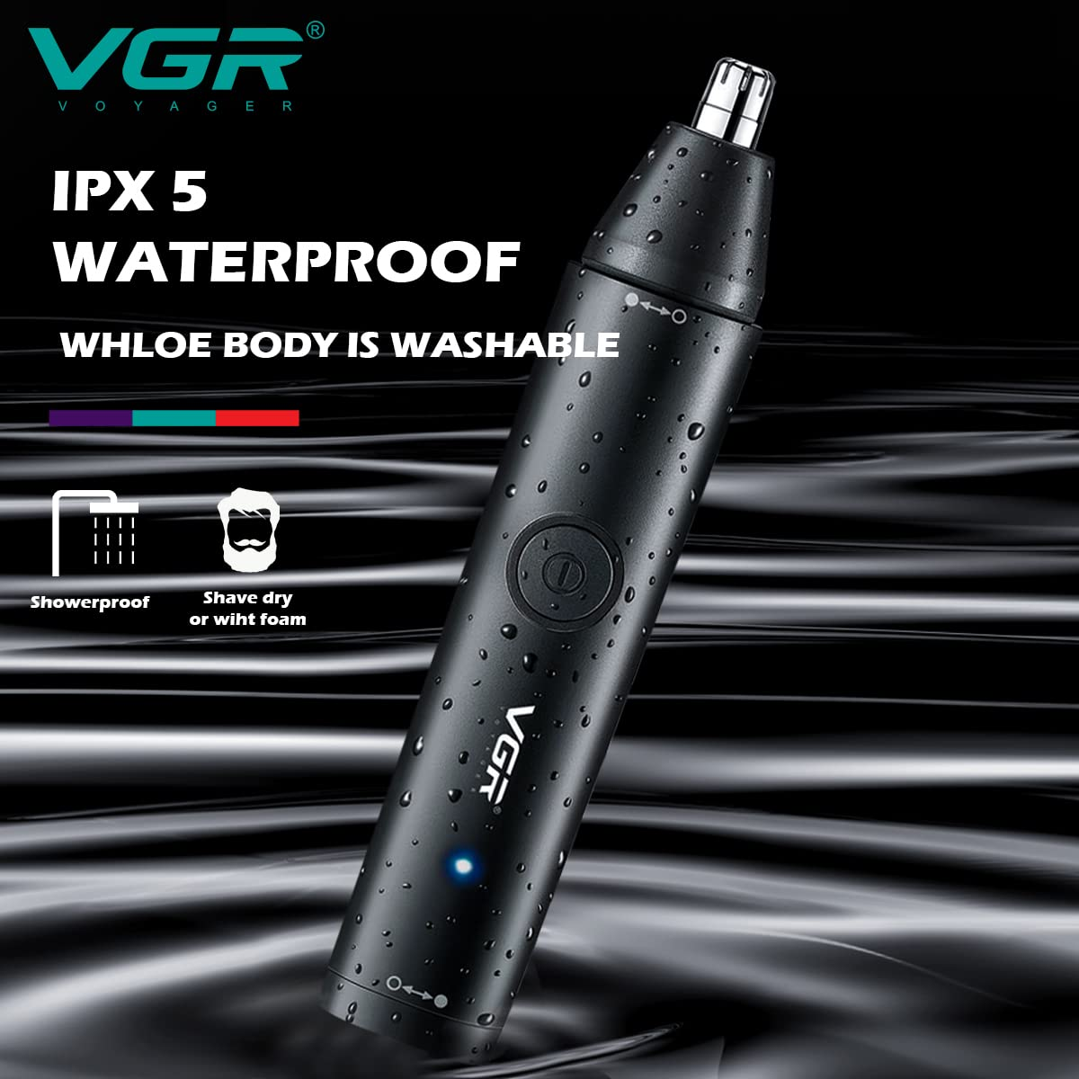 VGR V613 Ear, Nose & Eyebrow Trimmer – USB Rechargeable, Nose Clippers & Facial Grooming Tool