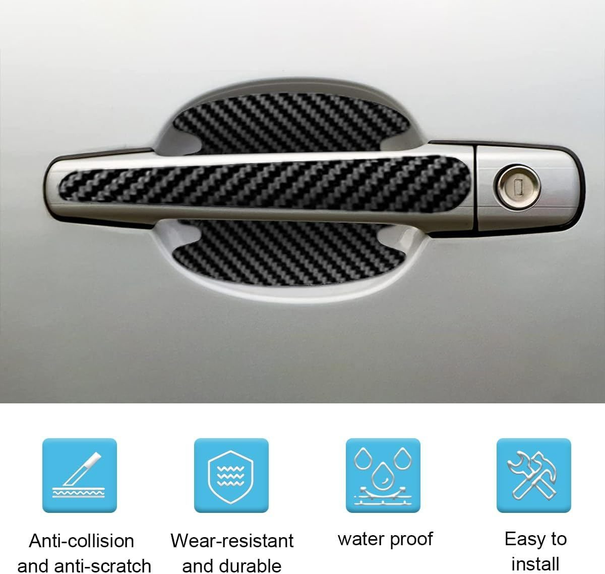 8PCS/SET Carbon Fiber Car Door Handle Protector Cover Inner Bowl all cars available