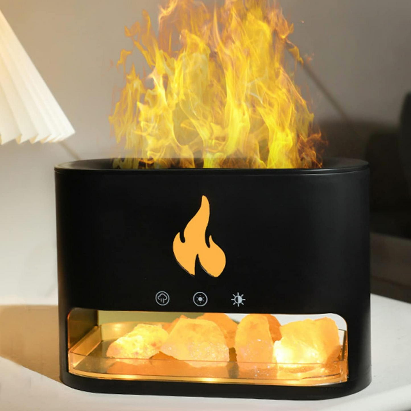 3 in 1 Flame Aroma Diffuser & Himalayan Salt Lamp  250ml Cool Mist Humidifier
