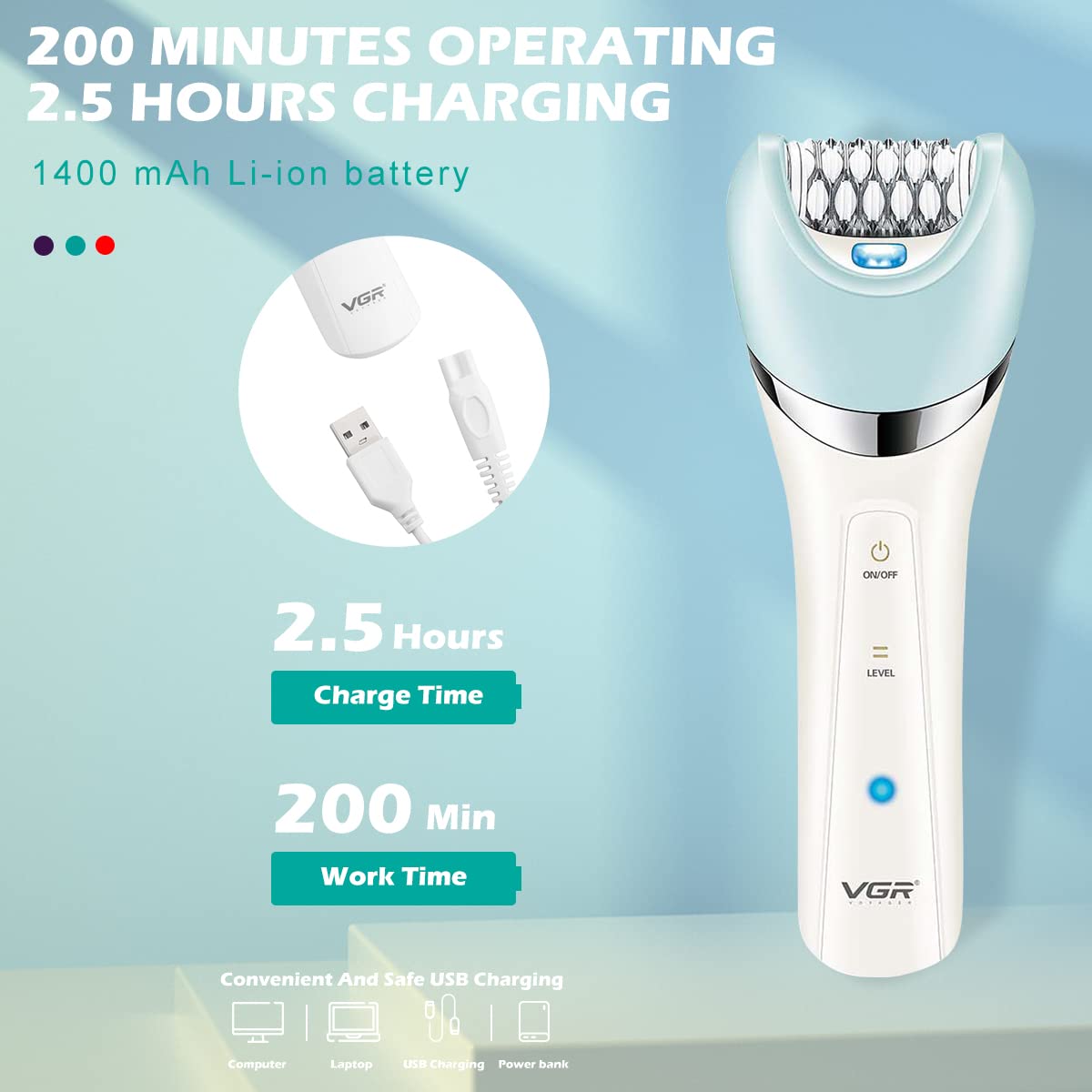 VGR V703 5-in-1 Women’s Grooming Kit – Shaver, Trimmer, Facial & Body Massager | Waterproof