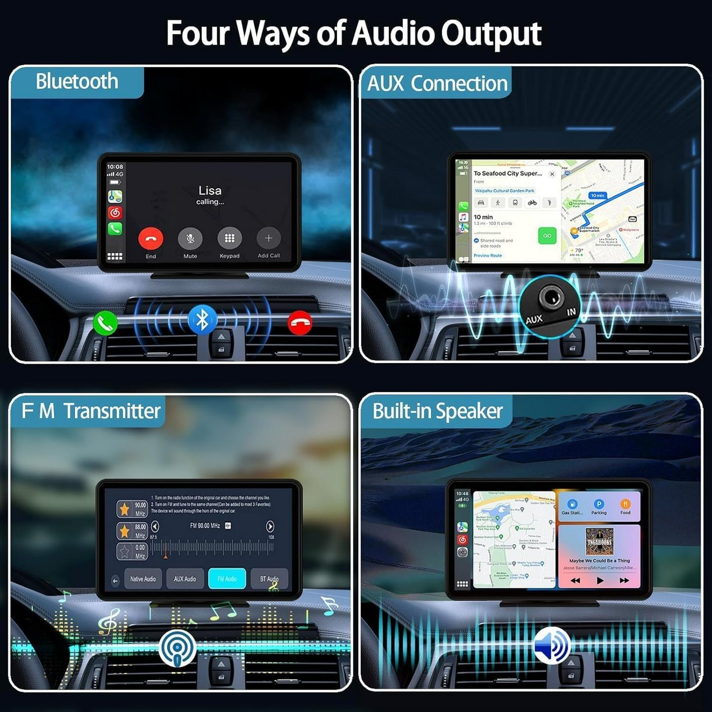 Wireless Car Stereo Apple Carplay AirPlay & Android Auto with Backup Camera