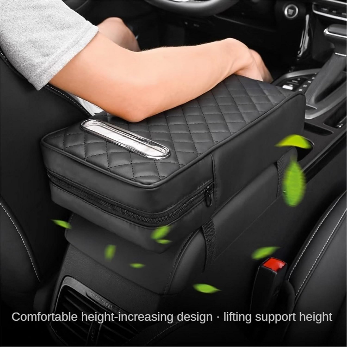 Car Console Armrest Cover with Memory Foam Cushion & Tissue Storage
