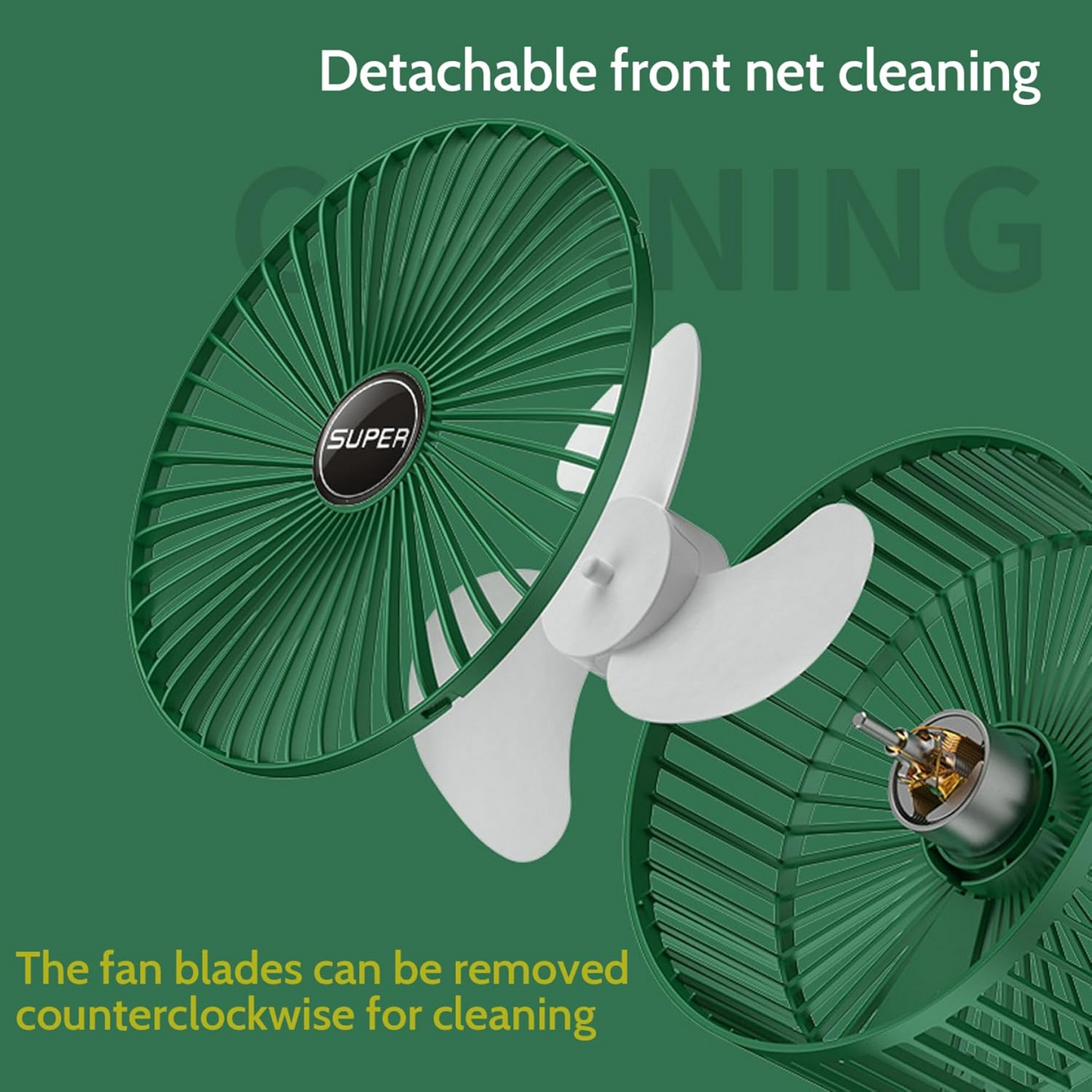 Foldable Desk Fan 3 Speeds, 180° Tilt Adjustable Rechargeable Fan with Low Noise & Long Battery Life