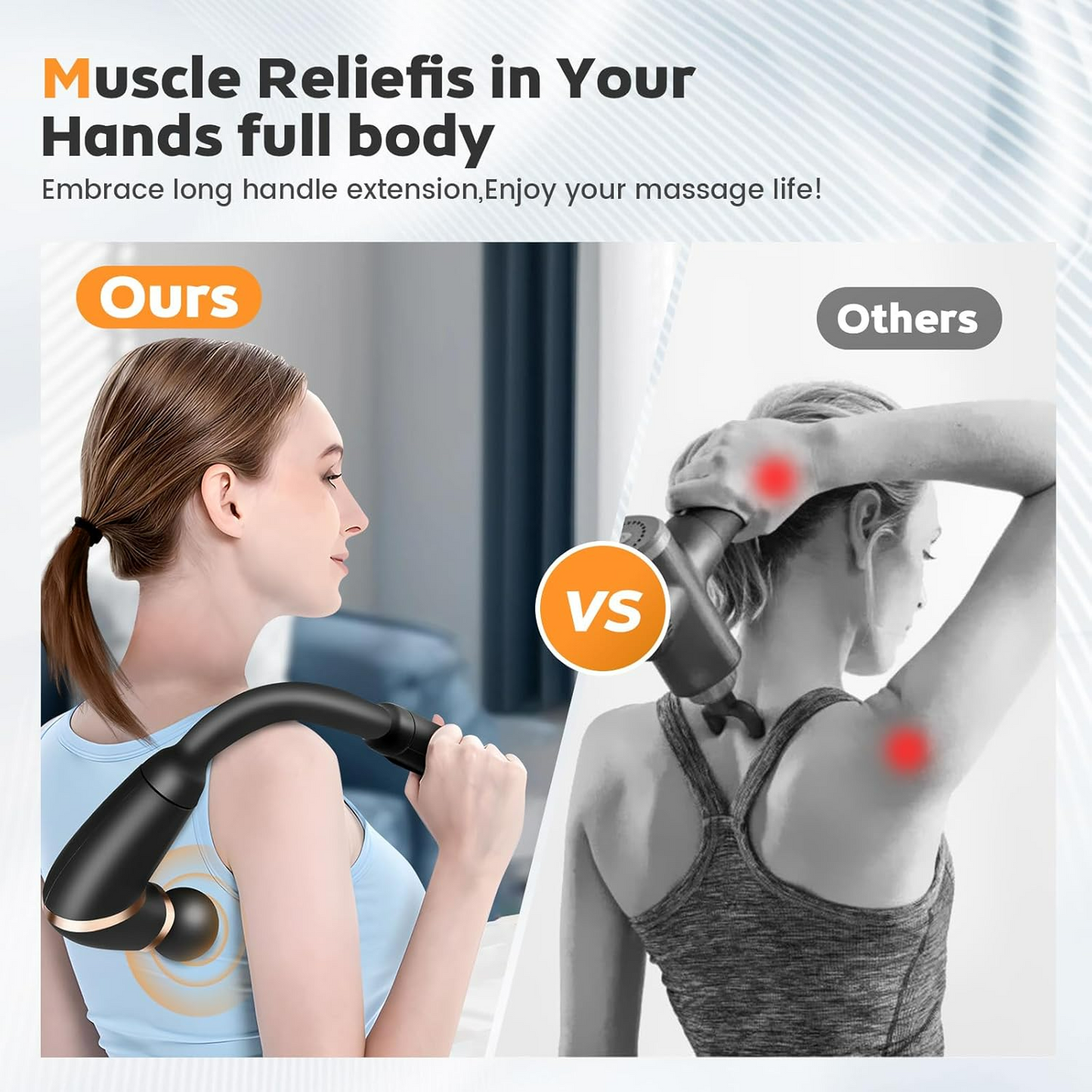 Deep Tissue Massage Gun with Upgraded Extension Handle