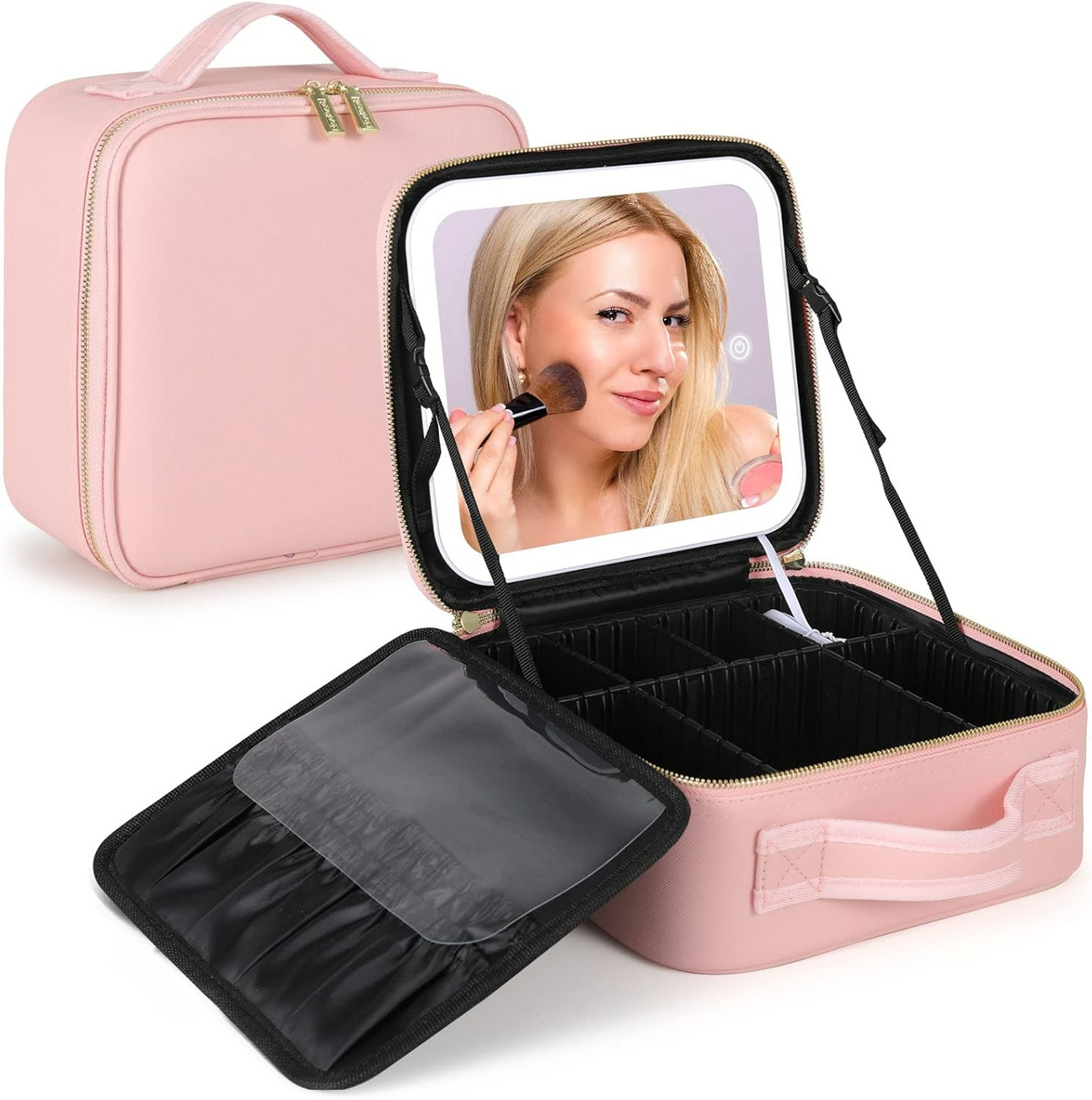 ERL_LB, Adjustable Light Make up Bag with Mirror LED Light