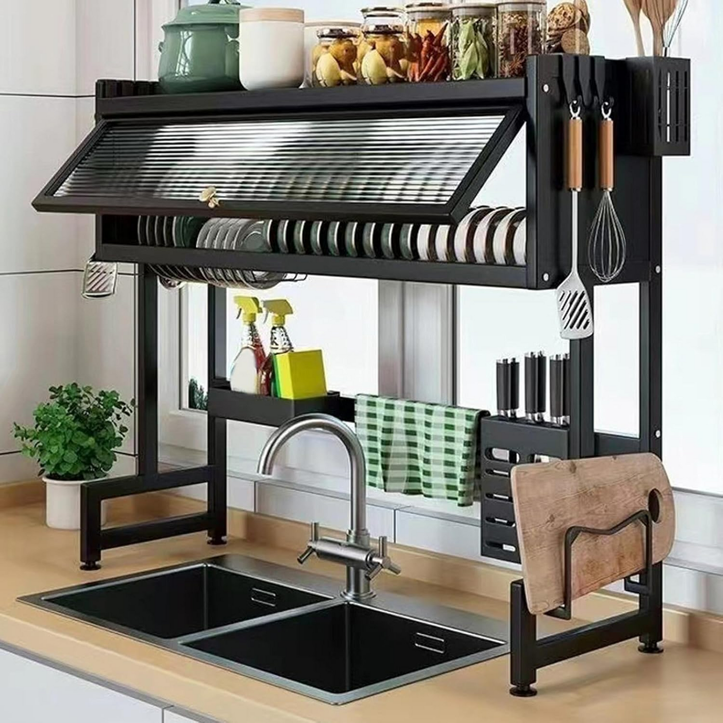 Sink Dish Rack, Space Saving & Multi-Functional Organizer