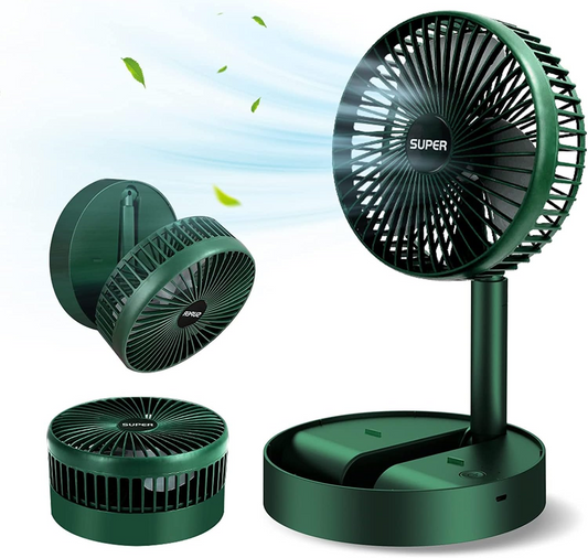 Foldable Desk Fan 3 Speeds, 180° Tilt Adjustable Rechargeable Fan with Low Noise & Long Battery Life