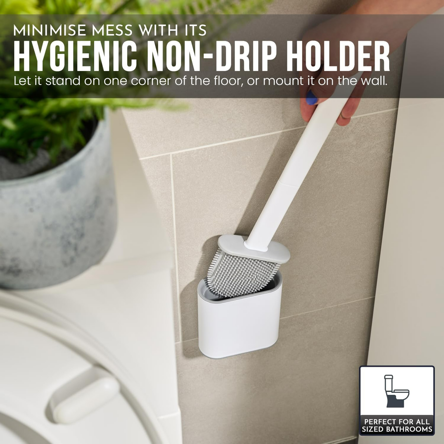 Silicone Toilet Brush Set - Bendable Deep Cleaning Feature