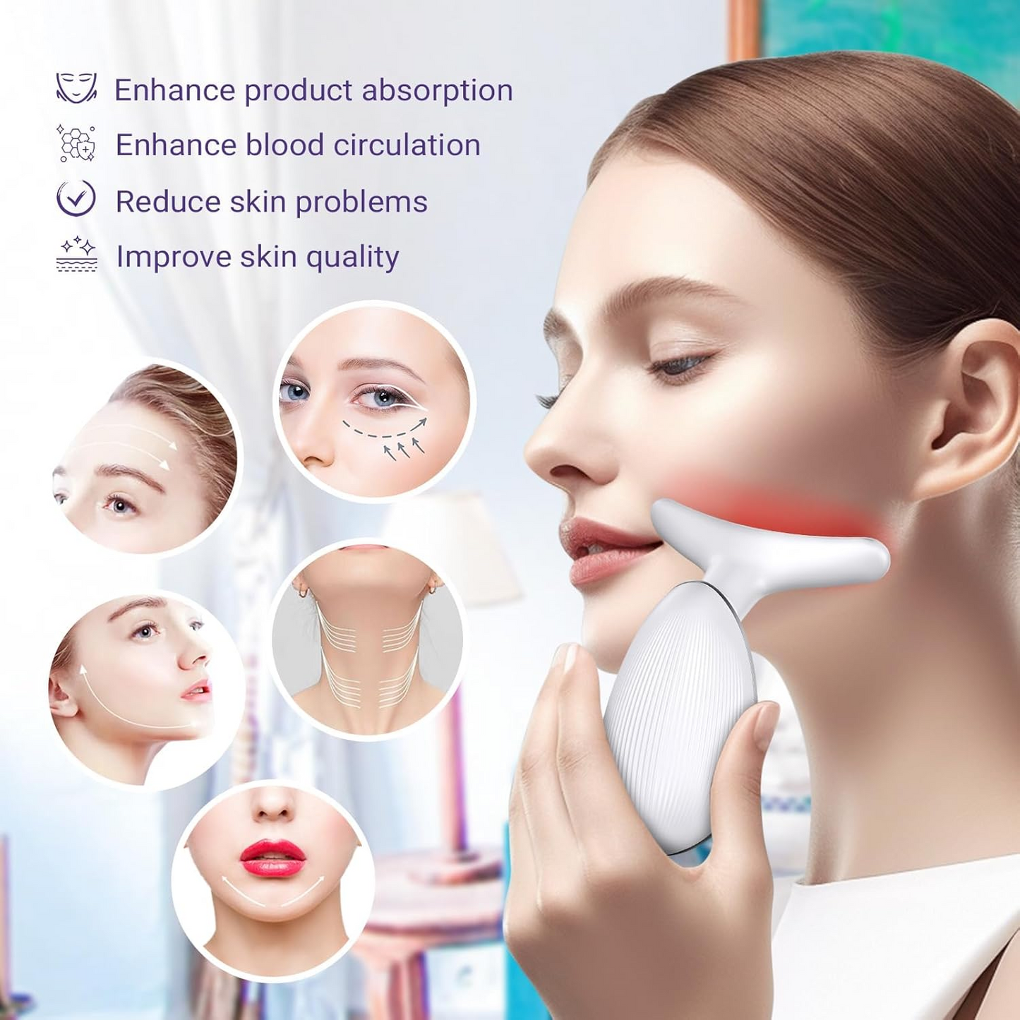 3 in 1 Vibration Face & Neck Massager – Triple-Action Anti-Wrinkle Device for Skin Tightening, Lifting & Smoothing