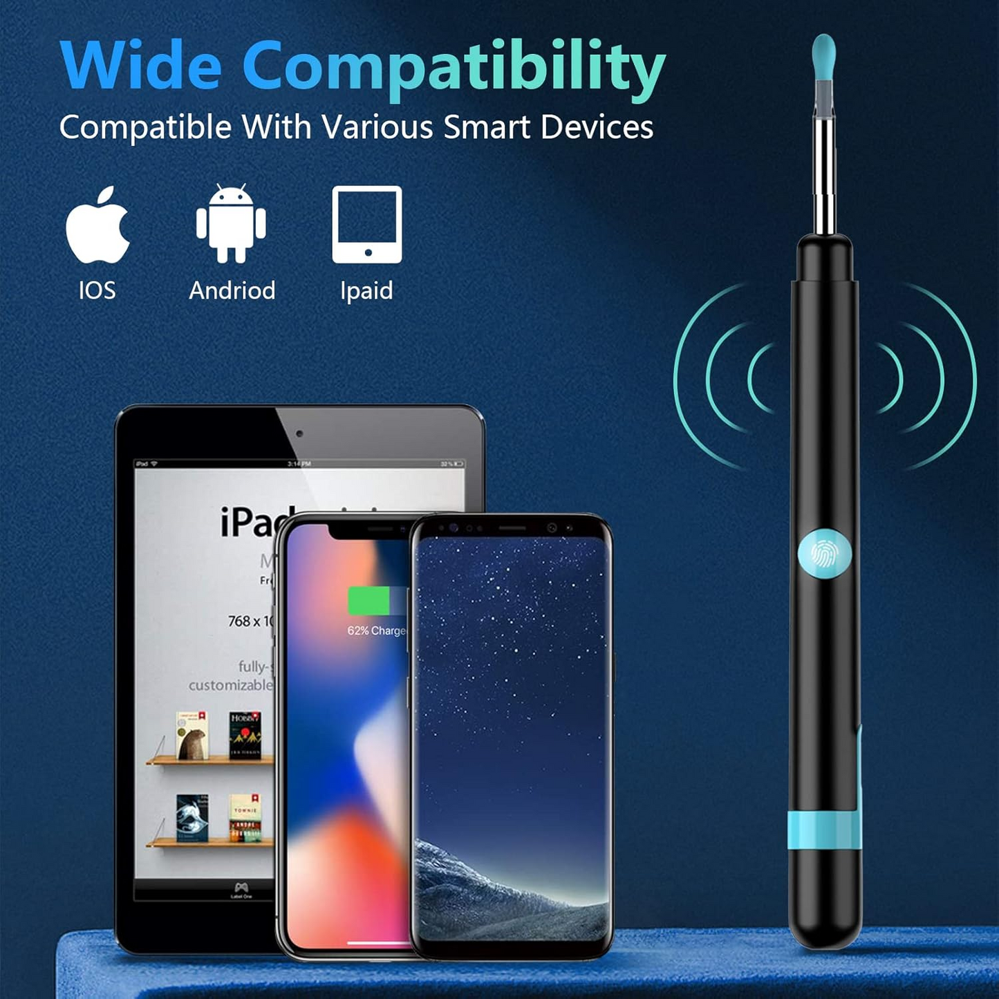 Ear Wax Removal Tool with Camera – HD Ear Cleaner with 6 LED Lights – Black