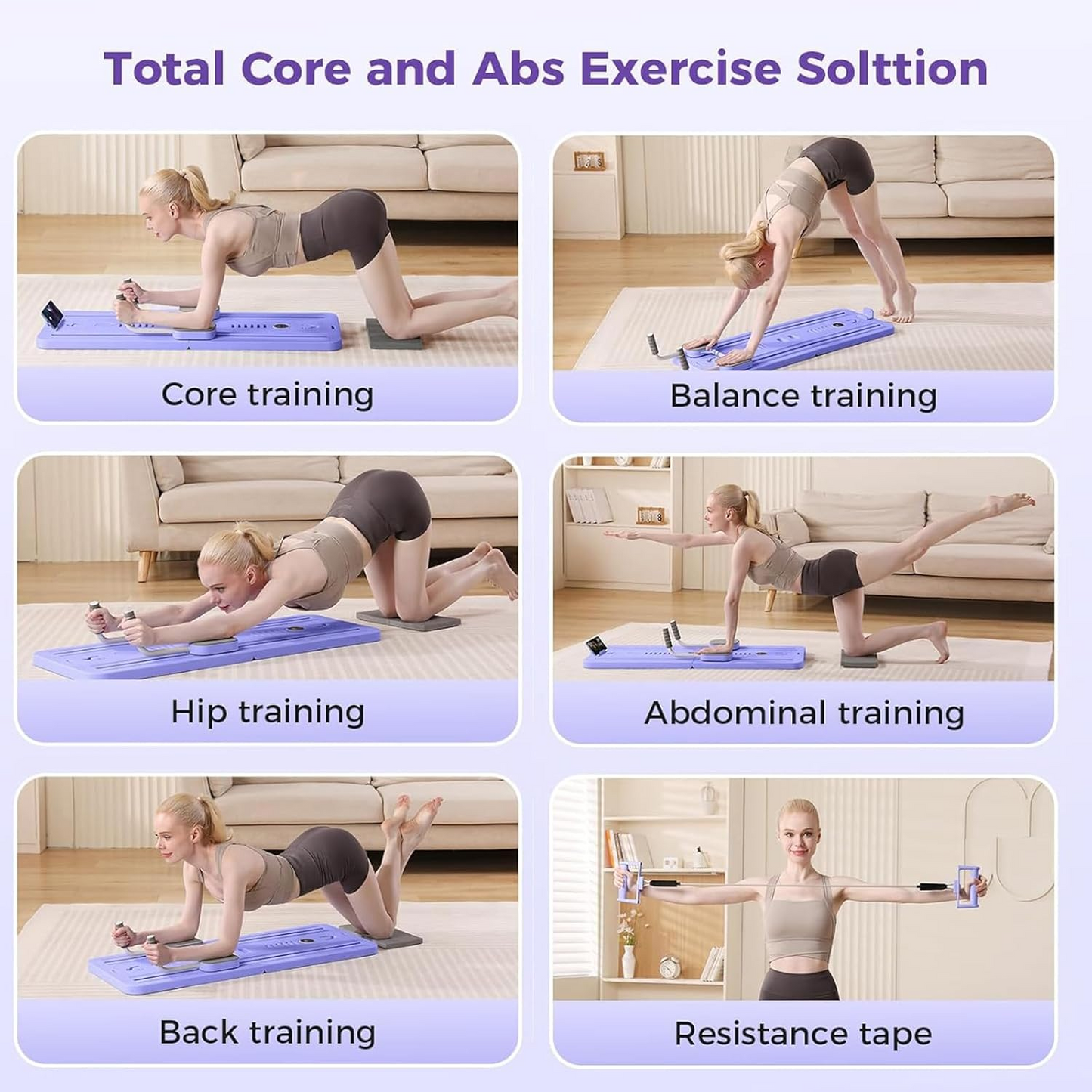 Foldable Pilates Reformer Machine – Multifunctional Home Fitness Board with Ab Roller