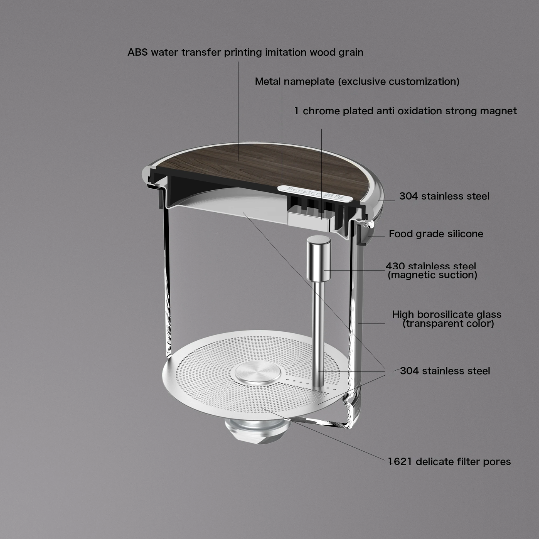 Luxury Large Glass Tea cup pot with One-Click Filter