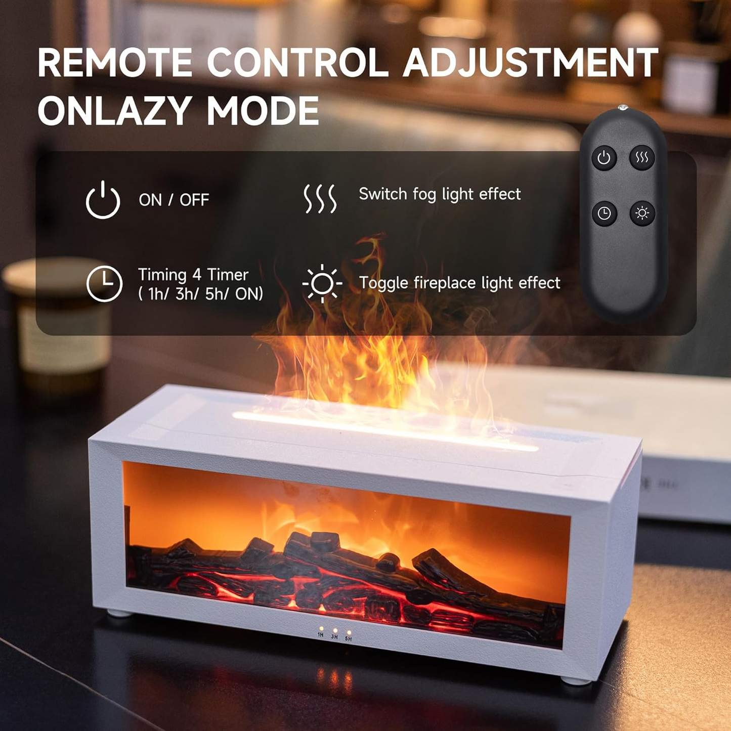 Flame Fireplace Diffuser, Vintage Fireplace Aromatherapy Diffuser Humidifier